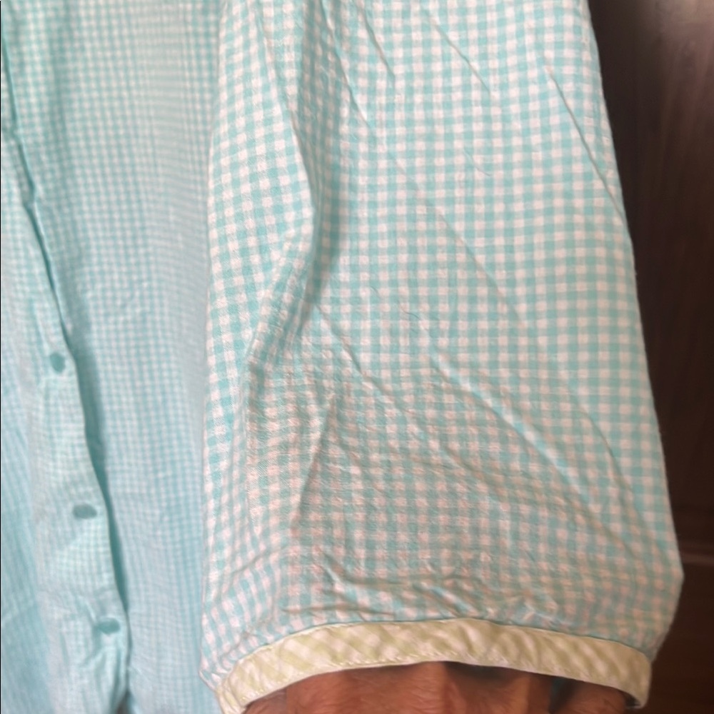 Cherokee Light Blue Checkered Pajama Shirt - Picture 2 of 7